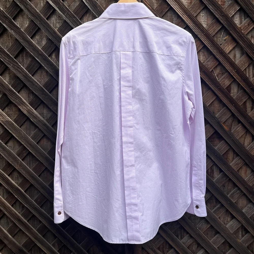 Lafayette 148 micro gingham cotton poplin Button-Up shirt - Picture 4 of 11